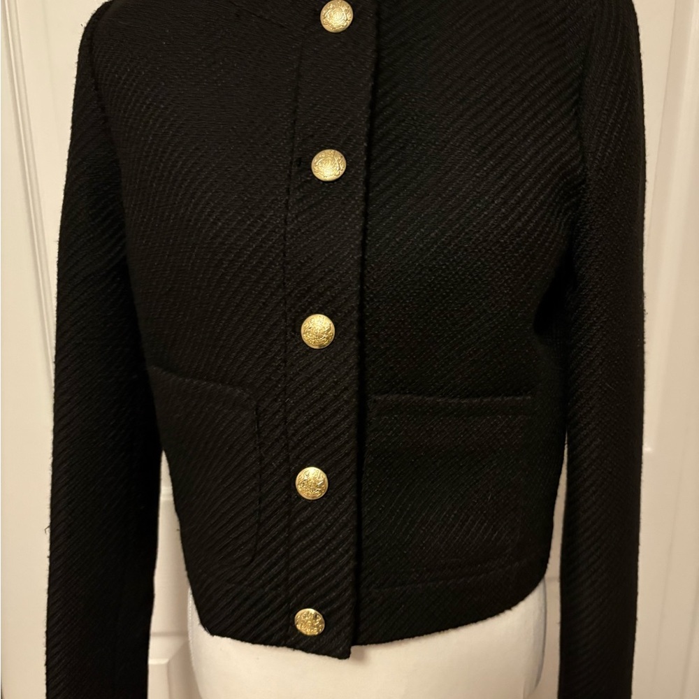 J. Crew Textured Black Blazer with Gold Accents